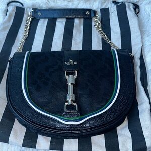 Authentic. Y2K L.A.M.B. Black canvas saddle bag. Gold hardware